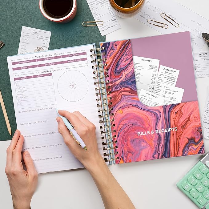 GoGirl Budget Planner & Monthly Bill Organizer – Monthly Financial Book with Pockets. Expense Tracker Notebook Journal, Large (Periwinkle)