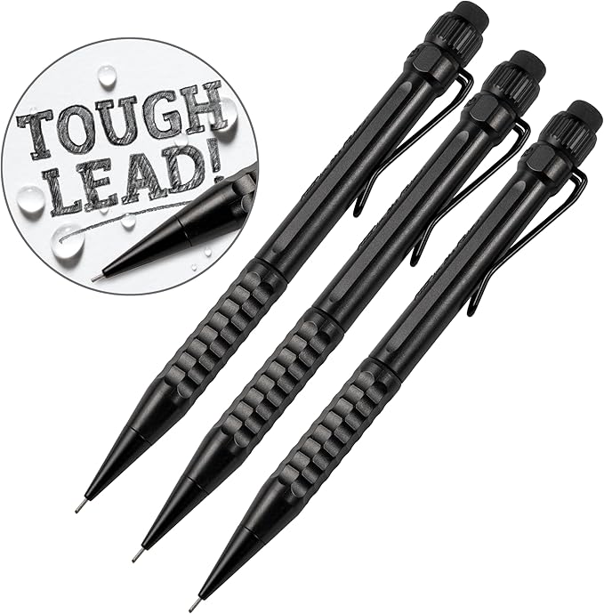 Rite in the Rain Weatherproof Mechanical Twist Pencil, Black Barrel, 0.9mm Black Lead, 3 Pack (No. BK9-3)