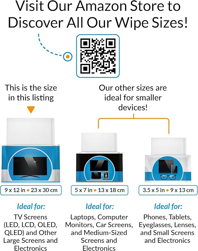 iCloth XL Screen Cleaning Wipes, Lint-Free and Streak-Free, Fast-Drying, Removes Dust, Fingerprints, and Smudges (60 XL Wipes)