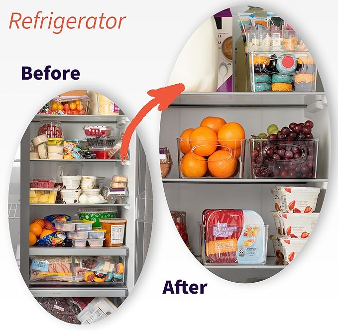 ClearSpace Plastic Pantry Organization and Storage Bins with Removable Dividers – 2 Pack XL Perfect Kitchen Organization or Kitchen Storage – Refrigerator Organizer Bins, Cabinet Organizers
