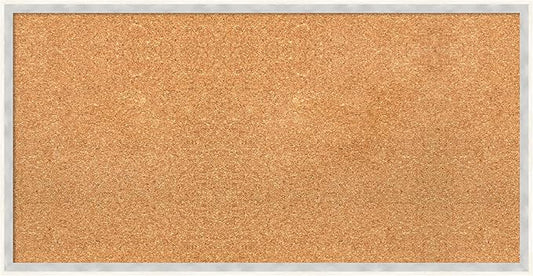 Amanti Art Natural Cork Board for Wall, 17x33 Vision Board with White Frame, Medium Corkboard Office Decor for Home Organization, Modern Corkboard Pinboard to Display Items for Home Organization in