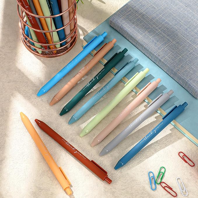30pcs Thank You Pens Bulk Cute Multicolor Ballpoint Pen for Men Women Server Accessories Employee Holiday Appreciation Gifts for Teacher Office Back to School Party Favor (Morandi)
