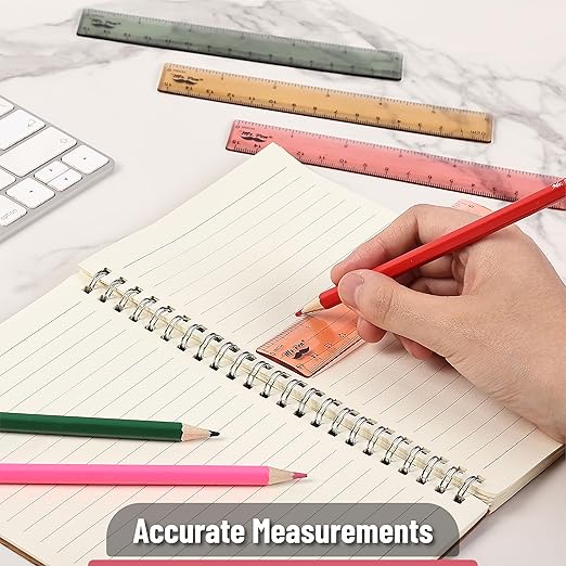 Mr. Pen- Ruler, 6 Inch, 6 Pack, Vintage Colors, Rulers for School, Clear Plastic Ruler, Back to School Supplies