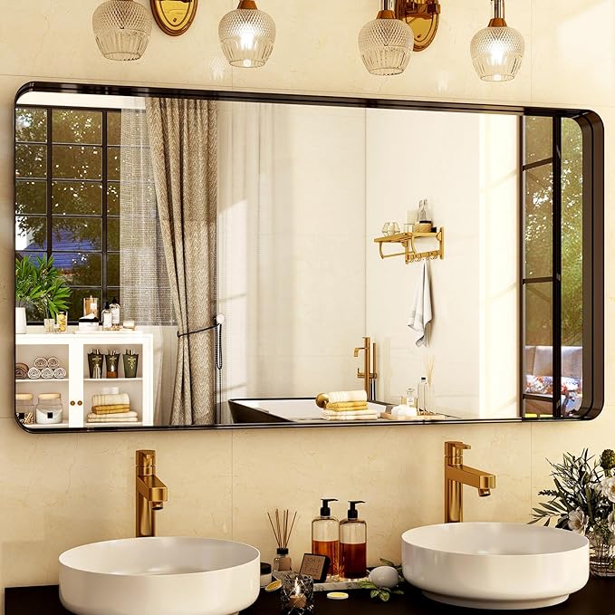 71" x 30" Full-Length Mirror - Black Deep Framed Floor Mirror, Wall-Mounted Rectangular Dressing Mirror for Home Decor in Bedroom, Bathroom, Living Room - Hang or Lean Against Wall