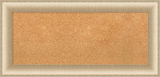 Amanti Art Natural Cork Board for Wall, 17x35 Vision Board with Gold Frame, Medium Corkboard Office Decor for Home Organization, Casual Corkboard Pinboard to Display Items for Home Organization in