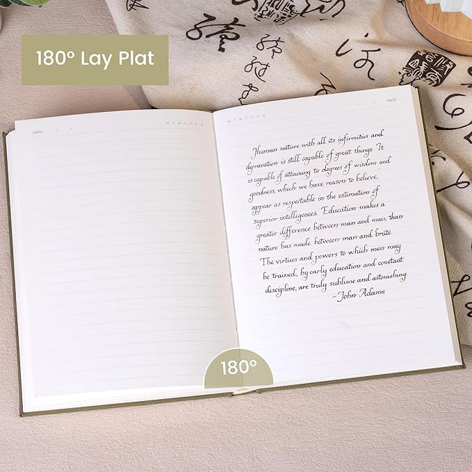 CAGIE Lined Journal Notebook for Women Men, A5 Hardcover Linen Journals For Writing 256 Pages, Aesthetic Womens Diary, Gifts 8.3'' x 5.7'' Olive