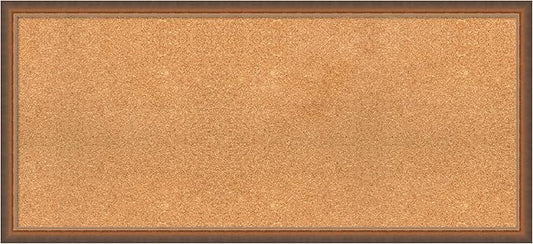 Amanti Art Natural Cork Board for Wall, 20x44 Vision Board with Bronze Frame, Oversize Corkboard Office Decor for Home Organization, Modern Corkboard Pinboard to Display Items for Home Organization