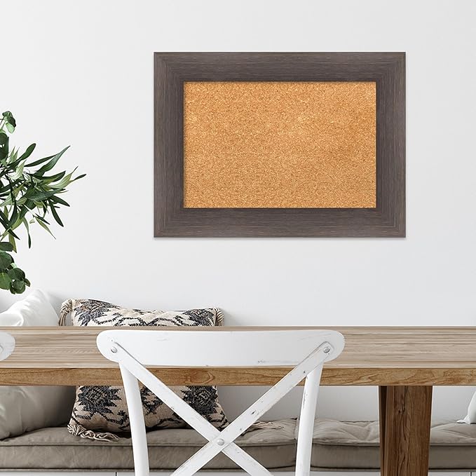 Amanti Art Natural Cork Board for Wall, 17x23 Vision Board with Brown Wood Frame, Small Corkboard Office Decor for Home Organization, Country Rustic Corkboard Pinboard to Display Items for Home