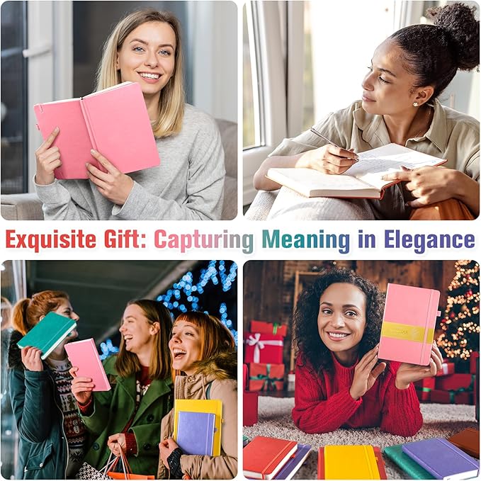 5 Pack Lined Notebook Journal for Women, 312 Numbered Pages Thick Notebooks Bulk, 100gsm No Bleed Paper Hardcover Leather Journal, College Ruled Notebook Set for Work Writing Travel, A5, Multicolor