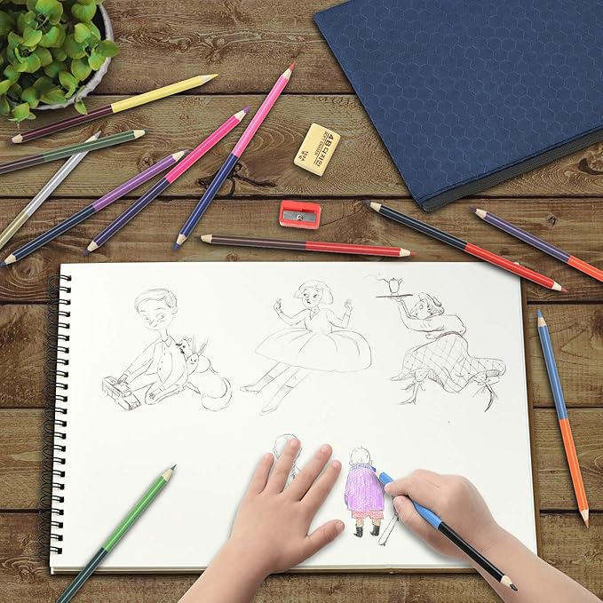 HomeMall Drawing Sketching Pencils Set, 37 Packs Art Kit with Sketchbook Draw Pencils Dual Ended Color Pencil Eraser Sharpener Pencil Bag for Kids Adults and Art Beginners…