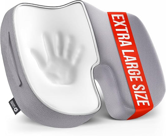 5 STARS UNITED Seat Cushion for Tailbone Pain Relief – Large Memory Foam Lifting Pillow for Coccyx, Hip, Sciatica & Post-Surgery Recovery – Wheelchair, Car, Desk, Gaming & Office Chairs, Light Gray