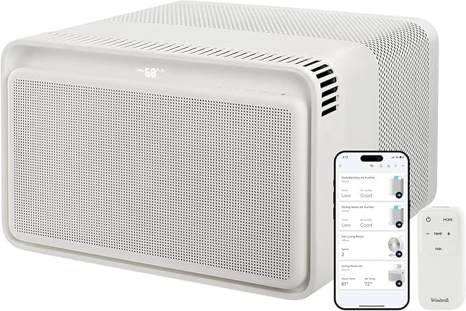 Windmill 6,000 BTU Window Air Conditioner - Quiet & Smart, Cools up to 250 Sq. Ft. - Easy Install No Assembly, App/Wi-Fi, Voice-Enabled, Remote Control