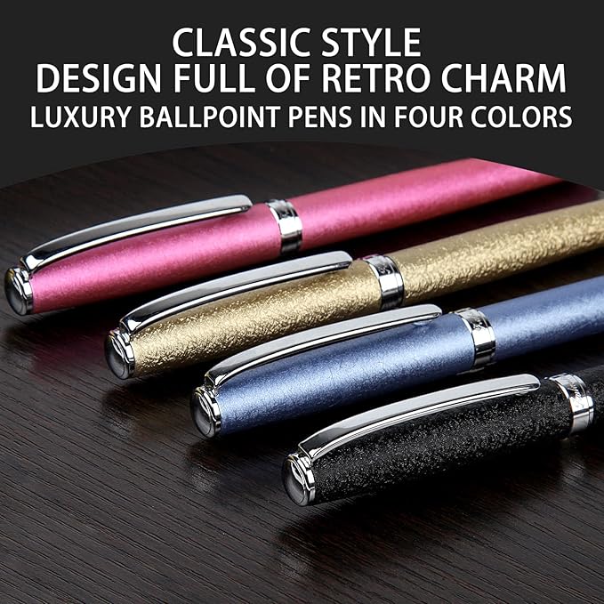 Nice pens,luxury pen with cace,fancy pens Ballpoint Pen Smooth writing experience stylish design effortless writing executive pen-Gift Box with 0.5mm Black Extra 2 Refill (Blue)