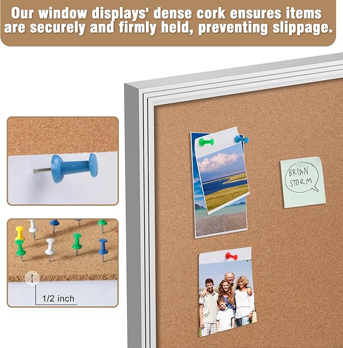 48"x34" Enclosed Bulletin Board, Outdoor Lockable Weather-Resistant Aluminum Cork Noticeboard for School & Office, Silver Frame w/Cork