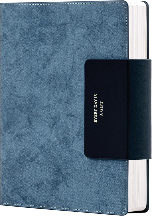 MINICAGIE Lined Leather Journals for Writing A5 Journaling Notebooks with 100 GSM Thick Paper Journal Notebook for Men & Women with Buckle Closure, Work Travel Note Taking Diary 5.7" x 8.3", Blue