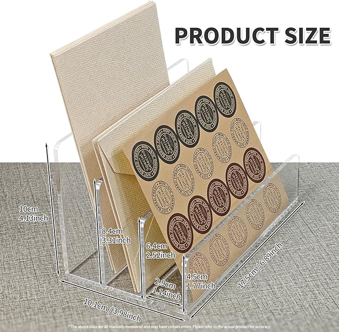 Acrylic Mail Sorter Desktop Organizer Holder,3 Compartments Laddered Clear Desk Letter Organizer Holders for Desk Bill Filling Envelope Holder Office, Home, School Desk Organization