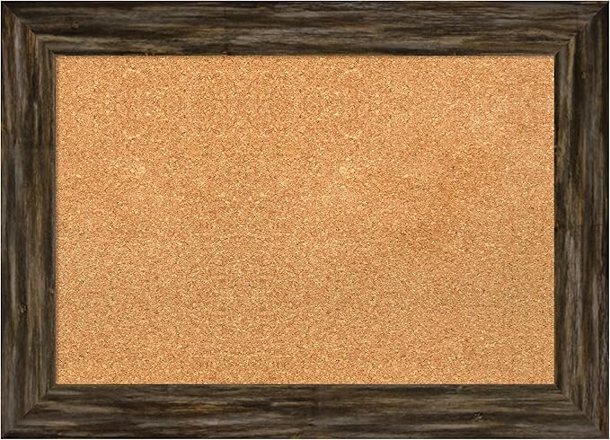 Amanti Art Natural Cork Board for Wall, 21x29 Vision Board with Brown Wood Frame, Medium Corkboard Office Decor for Home Organization, Country Rustic Corkboard Pinboard to Display Items for Home