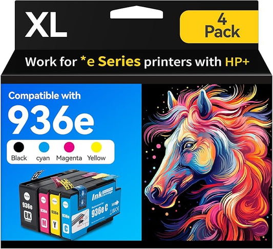 936XL Ink Cartridges Combo Pack for HP Black and Color OfficeJet Pro 9125e 9135e 9730e Series Replacement for HP 936 Ink Office Jet Pro 9122e 9128e 9110b 9120b 9130b 9135e 9730e Printer