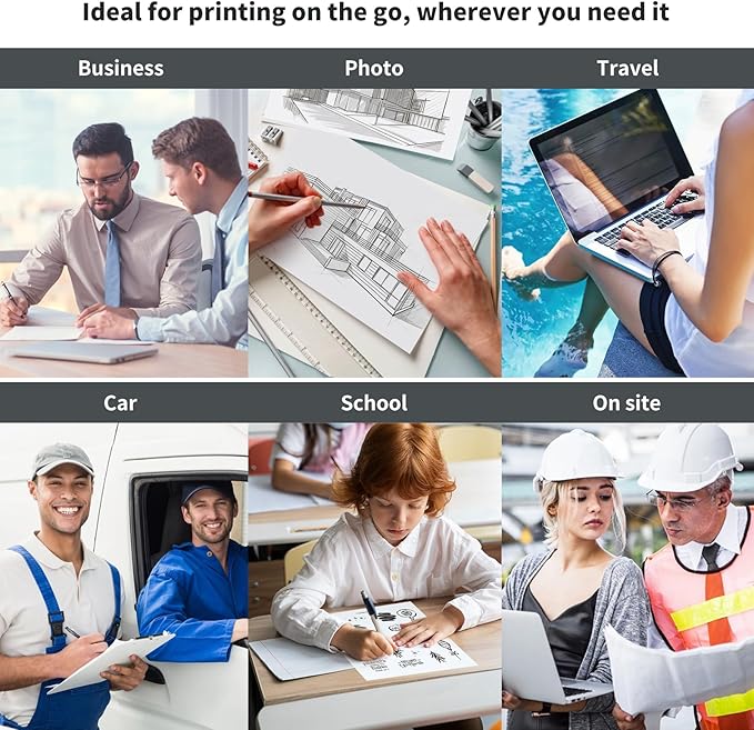 JADENS Portable Printers Wireless for Travel, Thermal Inkless Printer, Support 8.5" X 11" Thermal Paper, Compatible with iOS, Android & Laptop