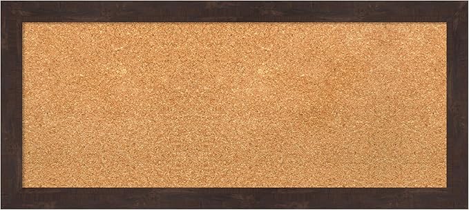 Amanti Art Natural Cork Board for Wall, 15x33 Vision Board with Brown Wood Frame, Medium Corkboard Office Decor for Home Organization, Rustic Farmhouse Corkboard Pinboard to display items for home