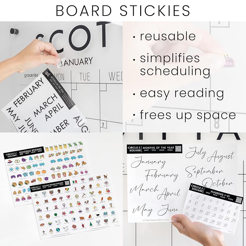 Personalized Clear Acrylic Calendar for Wall, Calendar Whiteboard for Wall, Dry Erase Wall Calendar, Wall Calendar Organizer System for Home (Cursive, Blush, 47.5"W x 36"H)