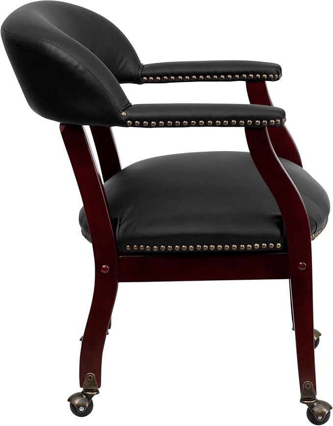 EMMA + OLIVER Black LeatherSoft Conference Chair with Casters