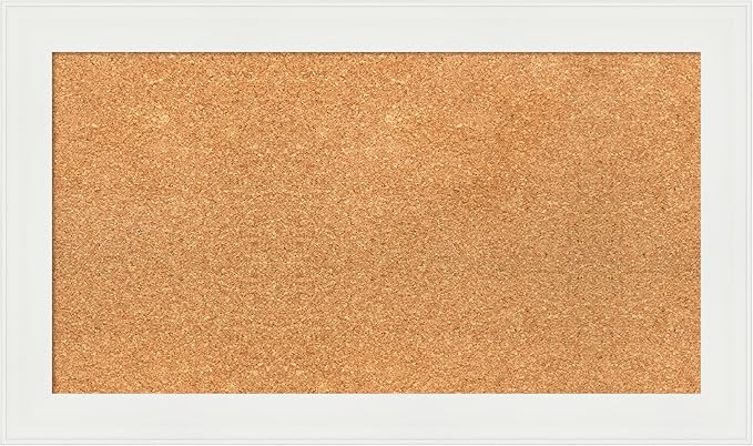 Amanti Art Natural Cork Board for Wall, 17x29 Vision Board with White Frame, Medium Corkboard Office Decor for Home Organization, Casual Corkboard Pinboard to Display Items for Home Organization in