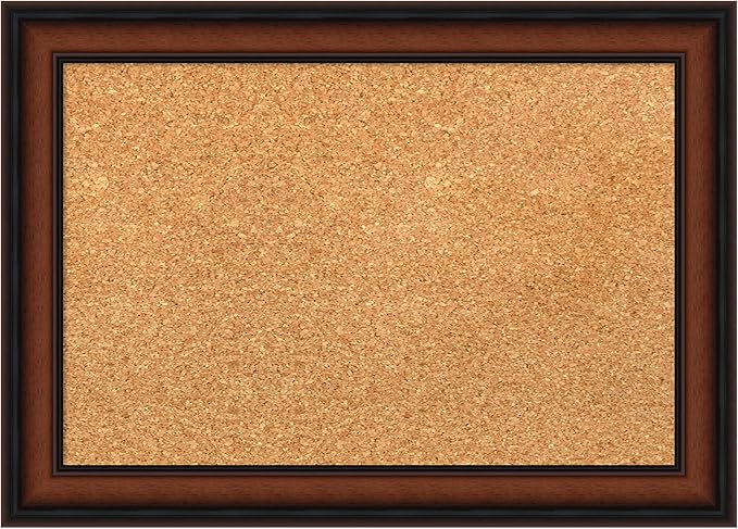 Amanti Art Natural Cork Board for Wall, 15x21 Vision Board with Brown Wood Frame, Small Corkboard Office Decor for Home Organization, Traditional Corkboard Pinboard to Display Items for Home