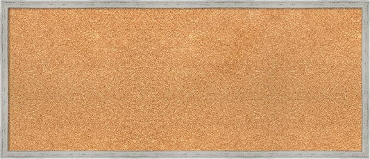 Amanti Art Natural Cork Board for Wall, 15x35 Vision Board with White Frame, Medium Corkboard Office Decor for Home Organization, Cottage Corkboard Pinboard to Display Items for Home Organization in