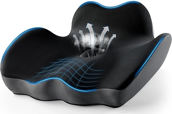 Premium Orthopedic Seat Cushion,X Large Breathable Office Chair Cushion - Enhanced Hip & Tailbone Support,Pressure Relief Sciatica & Leg Relief Let 8+ Hour Sitting Comfort, for Office/Game/Wheelchair