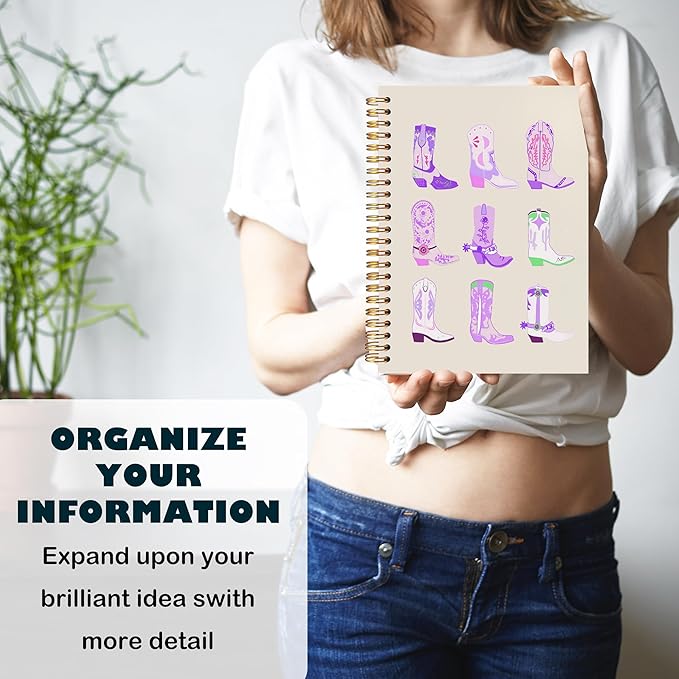 BearCake Purple Cowgirl Boot Notebook, Cowgirl Stuff, Cowgirl Gifts, Western Office Supplies, Western Stuff for Women, Boho Western Notebook Journal 5.5x8.3