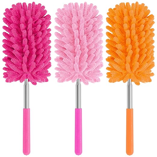 Mini Duster for Cleaning, 360° Bendable Hand Dusters with Extension Pole, Washable Small Duster for Car Interior, Office, Furniture