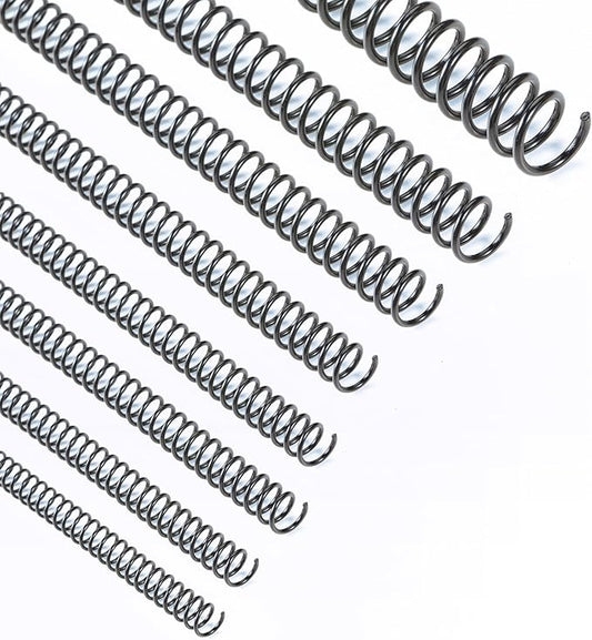 Binditek 200 Pack Plastic Spiral Binding Coils,8 Different Sizes (1/4",5/16",3/8",1/2",9/16",5/8",3/4",1"), 4:1 Pitch, Black, for Letter Size