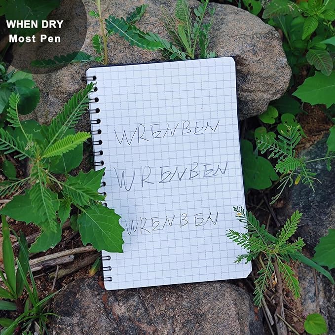 2PCS Waterproof Stone Paper Spiral Notebooks with PVC Cover and Grid Pattern 100 Pages, All-Weather Notepad A6 Medium Size for Outdoor Workers (4.8"x7", Grey)