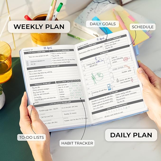 Clever Fox Daily Planner – Undated Planning Notebook with Hourly Schedule & To-Do List – Personal Day Task & Work Organizer, 6 Months (Periwinkle)