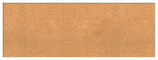 Amanti Art Natural Cork Board for Wall, 17x45 Vision Board with White Frame, Oversize Corkboard Office Decor for Home Organization, Modern Corkboard Pinboard to Display Items for Home Organization in