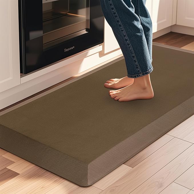 Anti Fatigue Kitchen Mats for Floor, Brown 9/10 Extra Thick Cushioned Standing Desk Mat, Comfort Memory Foam Ergonomic Kitchen Rugs and Mats Non-Slip Waterproof for Office, Kitchen, Sink, 20" x 39"