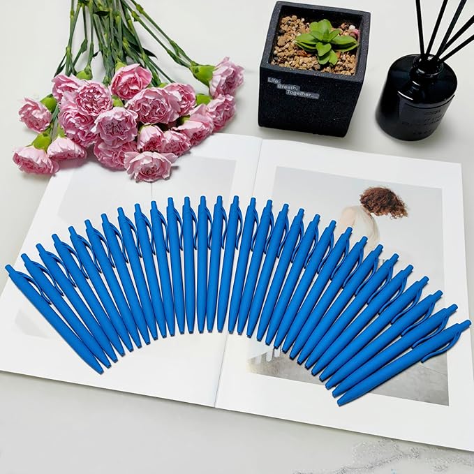 Aozora Pens Bulk 120 Pack Blue Click Pens No Bleed Wholesale Retractable Ballpoint Pens Medium Point,Smooth Ink Pens for Journaling School Office Supplies 1.0MM Blue Ink