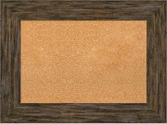 Amanti Art Natural Cork Board for Wall, 23x31 Vision Board with Brown Wood Frame, Medium Corkboard Office Decor for Home Organization, Country Rustic Corkboard Pinboard to Display Items for Home