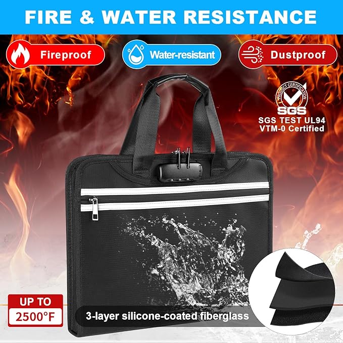 Accordion File Folder Organizer with Lock, 13 Pockets Fireproof Document Organizer with Handle & Zipper, Expanding File Folder with Tabs Document Holder for Letter A4 Files and More