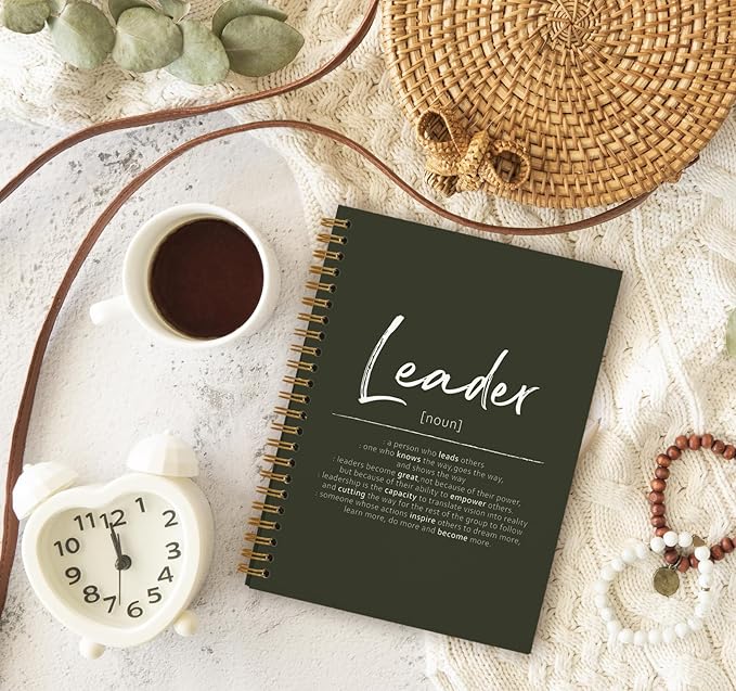 OXW Leadership Gifts Notebook Journal, Leader Gifts for Women Men, Office Notebook for Work, Thank You Gifts for Leader Mentor Boss Supervisor, Olive Green Spiral Notebook 5.5 x 8.3