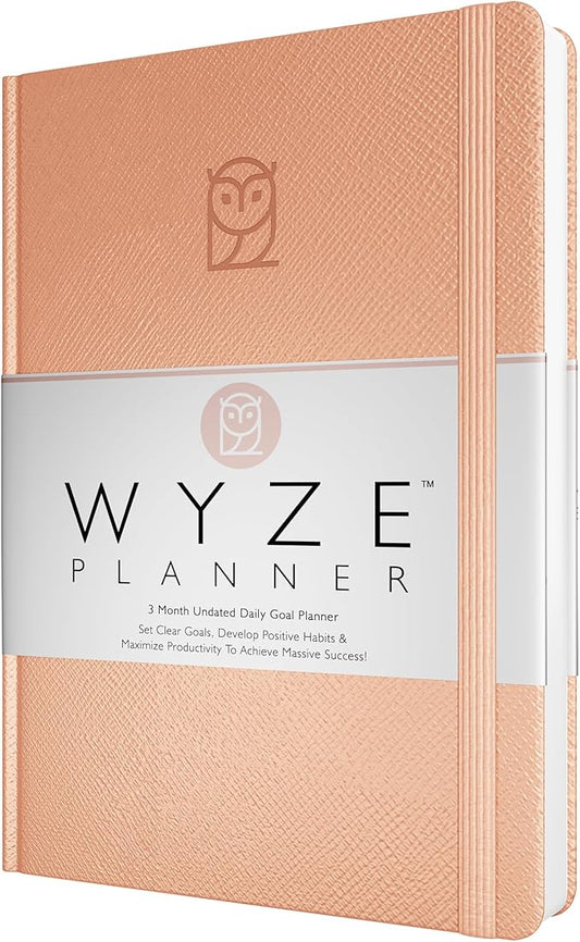 Undated Daily Planner – 3-Month A5 Productivity Organizer with Full Page Per Day, Hourly Schedule, Goal Setting, Habit Tracker, Weekly & Monthly Pages – Hardcover Time Management Notebook (Rose Gold)