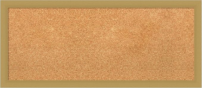Amanti Art Natural Cork Board for Wall, 14x32 Vision Board with Gold Frame, Medium Corkboard Office Decor for Home Organization, Casual Corkboard Pinboard to display items for home organization