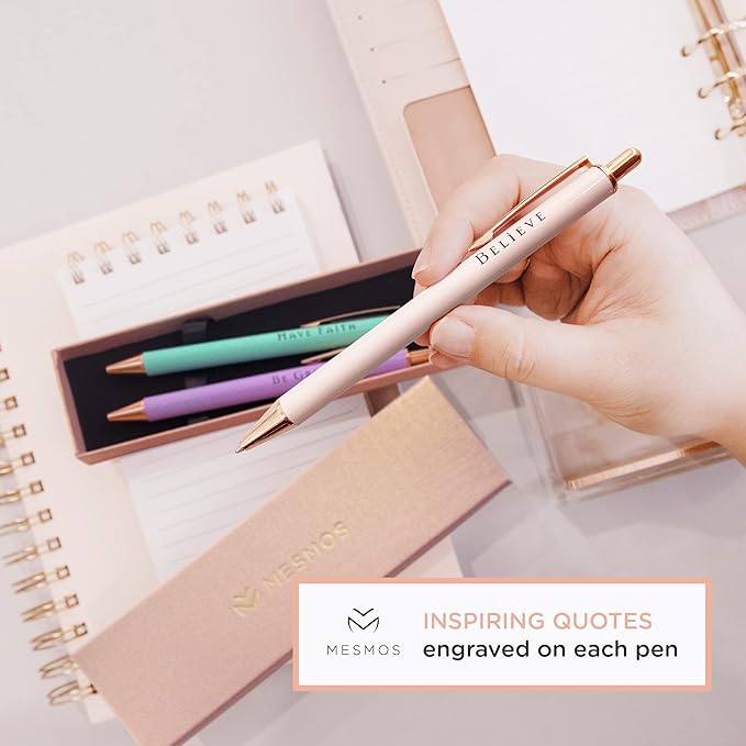 MESMOS Pastel Pens, Christian Gifts, Religious Gifts for Women, Bible No Bleed Through Cool Fancy Pens for Women, Nurse Journaling Cute Luxury Pretty Chic Nice Pen Set