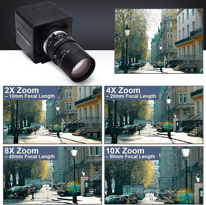SVPRO HD USB Camera 1080P with 5-50mm Zoom Lens,10X Optical Zoom USB Web Camera Manual Focus with CMOS OV2710 Sensor,High Speed 100fps/60pfs/30fps Video Camera for PC Computer,Laptop