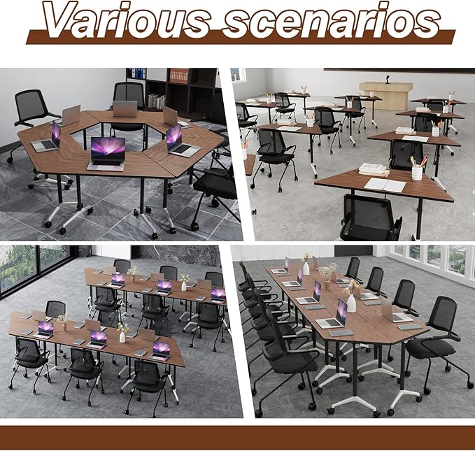 Conference Room Table with Flip-Top Design for Dynamic Meetings, Business Table Computer Desk with Heavy-Duty Frame,Foldable Seminar Meeting Tables for Home Office (6, D, 47.2IN)