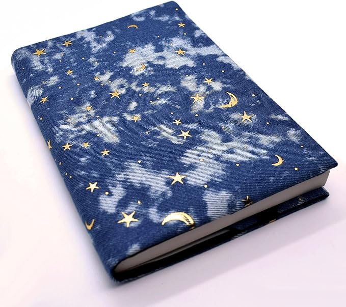 BLBMH A5 Book Covers for Paperbacks Book Cover Fit for 5.5x8.3 inch Adjustable Book Sleeve Cover for A5 Diary Books Fabric Softcover Protector for Notebook - Denim