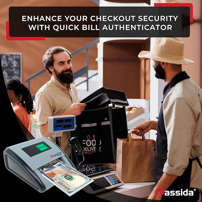 Cassida InstaCheck Small Footprint, Easy to Read Automatic Counterfeit Detector with Infrared, Magnetic and Ultraviolet Sensors, Compact and Lightweight Grey 11-3/4" x 9-1/2"