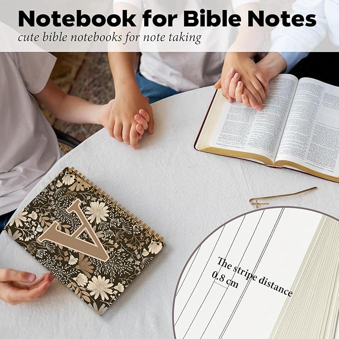 Initial A Personalized Journaling Notebooks, Boho Floral Journal Notebook for Women Girls, Costom Monogrammed Gifts for Women Mom Girls Friends, Letter Spiral Notebook, 5.5x8.3