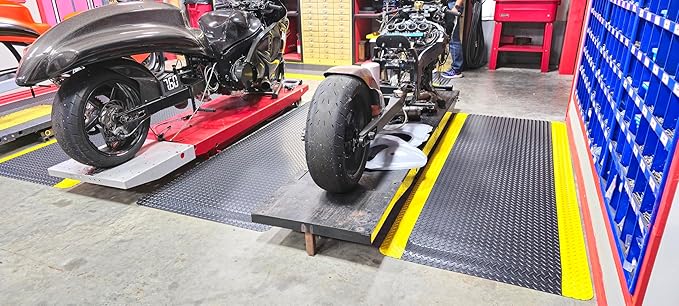 Rhino Mats, American Classic Diamond Anti-Fatigue Mats, Industrial Ergonomic Comfort Standing Mat for Work, Home, Garage, Office, Kitchen or Anywhere (Black/Yellow 1" Thick, 2 FT. x 6 FT.)